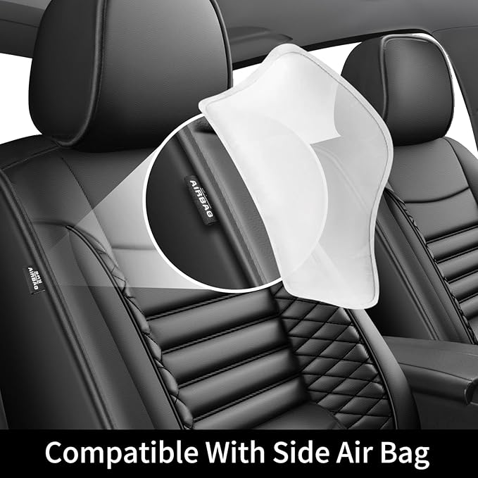 Fit Corolla Car Seat Covers for Toyota Corolla 2000-2024 2025 2026 - Upgraded Premium Waterproof & Breathable Leather, Airbag Compatible, All-Weather Seat Cushion Protector (Full Set, Black)