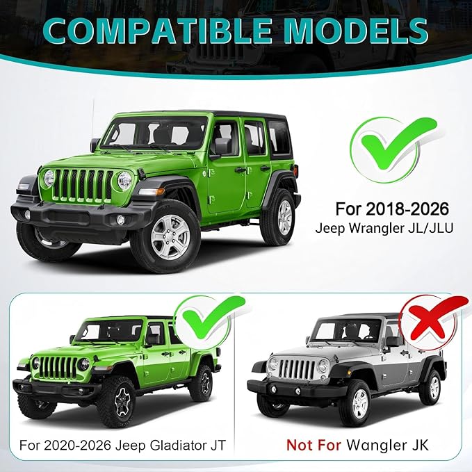 3PCS Center Console Organizer Combo Kit Compatible with 2018-2026 Jeep Wangler JL JLU 4xe Rubicon Sahara & Gladiator JT Accessories, Insert/Hanging Armrest Storage Box & Gear Shift Side Tray