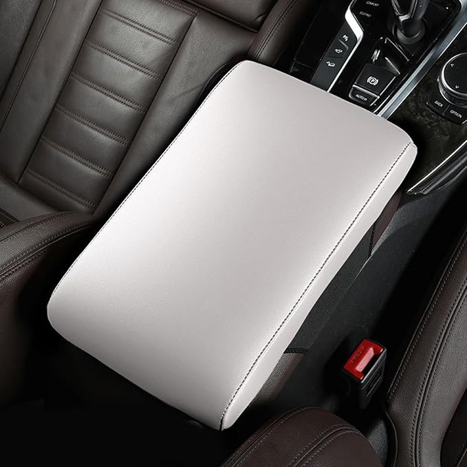 Car Armrest Cover Pad for Mazda CX-30 2020–2025 Premium Leather Center Console Armrest Cushion Pad Anti-Scratch Waterproof Auto Interior Accessories White Style