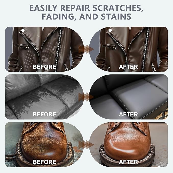 Leather Recoloring Balm with 100ml Mink Oil Conditioner | White Repair Kit, Dye & Color Restorer for Furniture, Sofa, Car Seats, Bags | Restore Faded & Scratched Surfaces