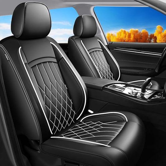 Fit Ioniq Car Seat Covers for Hyundai Ioniq 2017-2026 - Premium Leather, Waterproof, All-Weather, Airbag Compatible, Anti-Slip, Breathable, Easy Install, Seat Protectors, Full Set, Whiteline