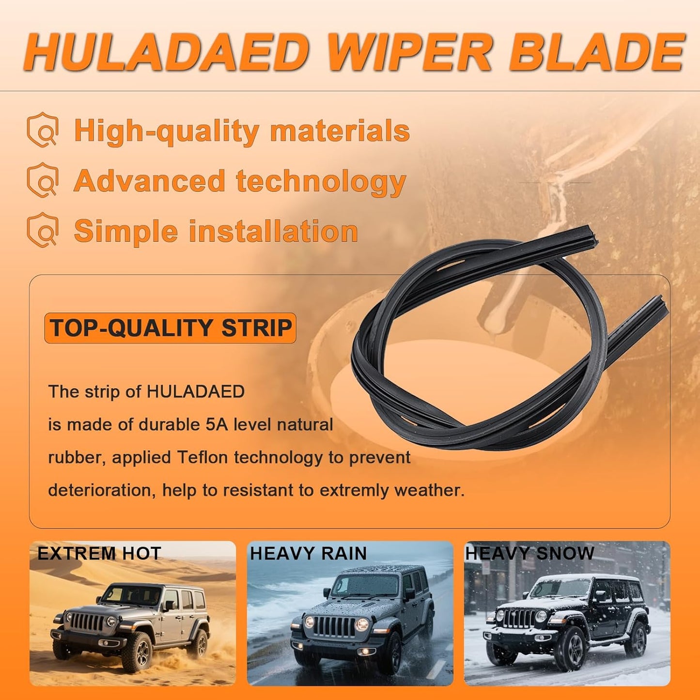 HULADAED® 24'' 22'' 12'' Windshield Wipers Replacement for Nissan Armada 2005-2015 Infiniti QX56 2004-2010 Acura TSX 2009-2014,Silicone Front Rear Wiper blades for MY Car-All Weather & Quiet(3 PACK)