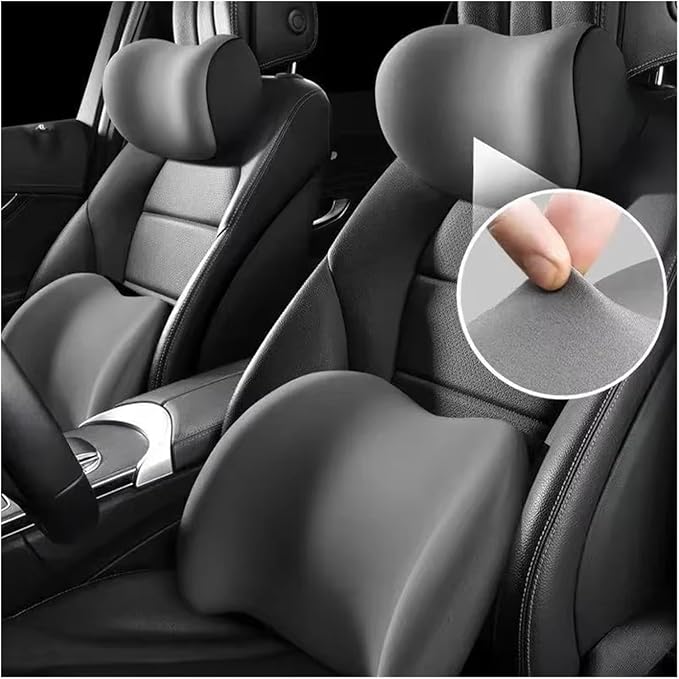 Car Neck Pillow and Lumbar Support Cushion - Memory Foam Backrest for Driver Seat Comfort(Sky Blue)