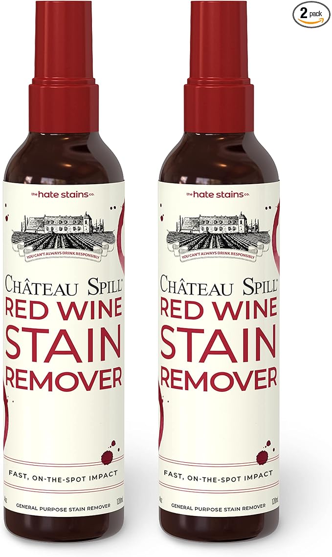 Chateau Spill Wine Stain Remover Spray - Laundry Stain Remover Spray - EPA Safer Choice Certified Carpet Cleaner - 4 Fl Oz (Pack of 2)