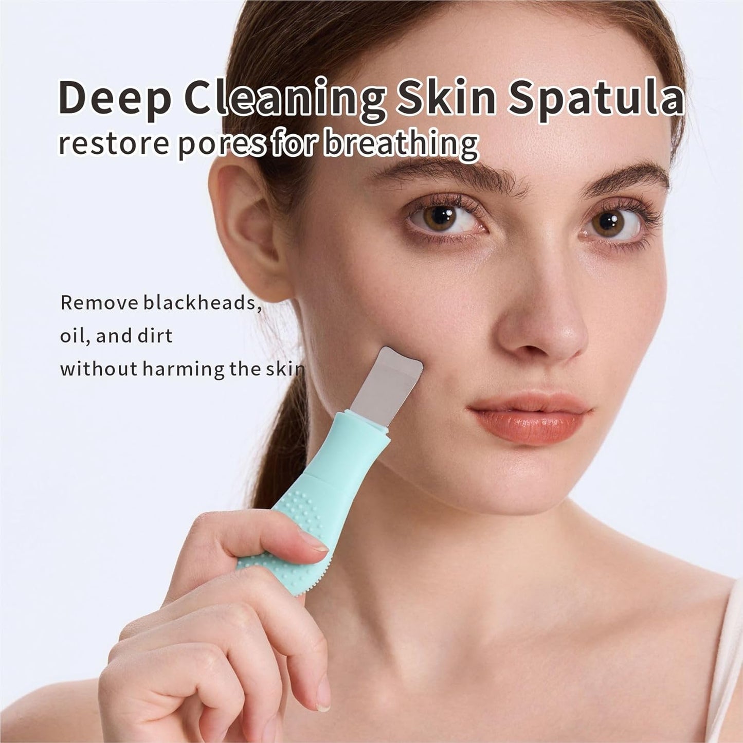 Silicone Face Scrubber Blackhead Remover Tool-2 in 1 Nose Scrubber Black Head Remover for Face Nose, Skin Scrubber Face Spatula for Women Men Pore Cleansing Skin Care(Light Blue)