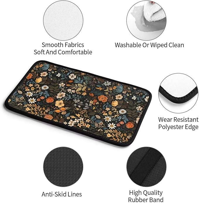 Universal Car Center Console Cover Vintage Floral Leaf Armrest Protector Floral Flower Cute Non-Slip Auto Arm Rest Cushion for SUV Truck Vehicle Vans Sedans