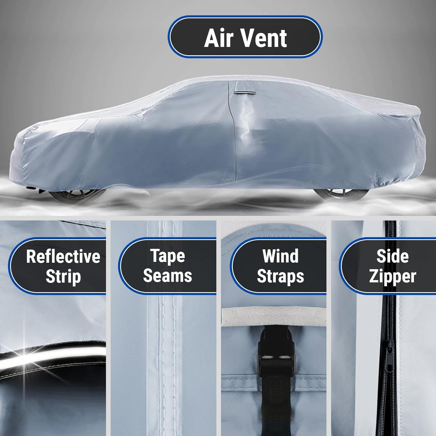 iCarCover Premium Car Cover for 1977-1990 Chevy Caprice 2-Door, 4-Door Heavy Duty Waterproof All-Weather Automobiles Custom Fit Indoor Outdoor UV Snow Protection Covers with Straps and Bag