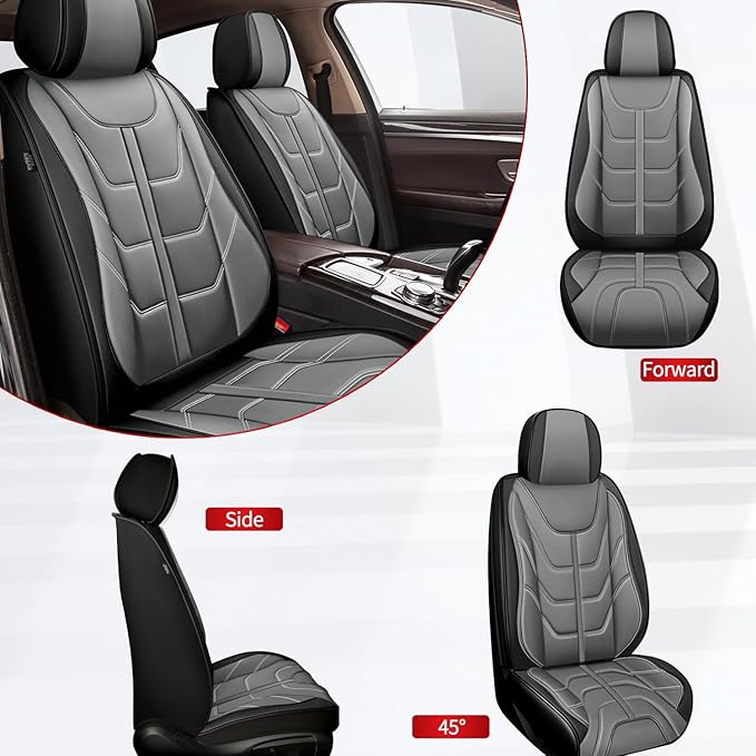 TTX LIGHTING Car Seat Covers fit for Ford Taurus 2002-2019 Front Seat: Premium Leather Automotive Seat Cover with Airbag Compatible Waterproof (2 Seats, Black & Gray)