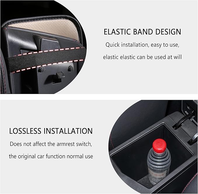 Stylish Car Center Console Cover,PU Leather Car Armrest Cover Prevent Scratches on Center Console,Universal Car Armrest Cushion Car Accessories Interior for Car SUV Truck (Burgundy)