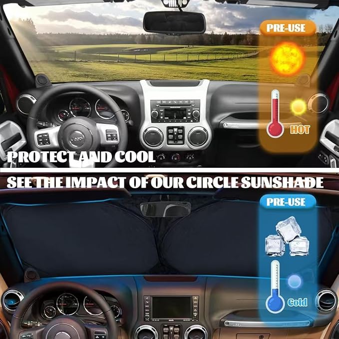 Funny Dinosaur Car Windshield Sunshades Cool Retro Sunglasses Dino Front Window Sun Shade Blocks UV Rays Sun Visor Protector for Car Sedan Truck SUV Accessories 59" L x 31.5" W
