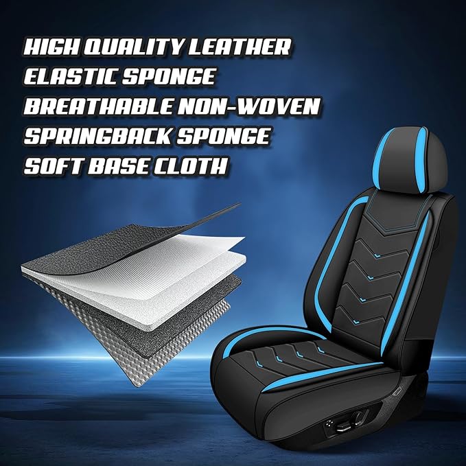 Car Seat Covers for Jeep Grand Cherokee L 2021-2026, Premium Nappa Leather Car Seat Cover, Stylish Sport Seat Covers， Automobile Seat Cover Sets.(Luxury 5 Seats/Black Blue)