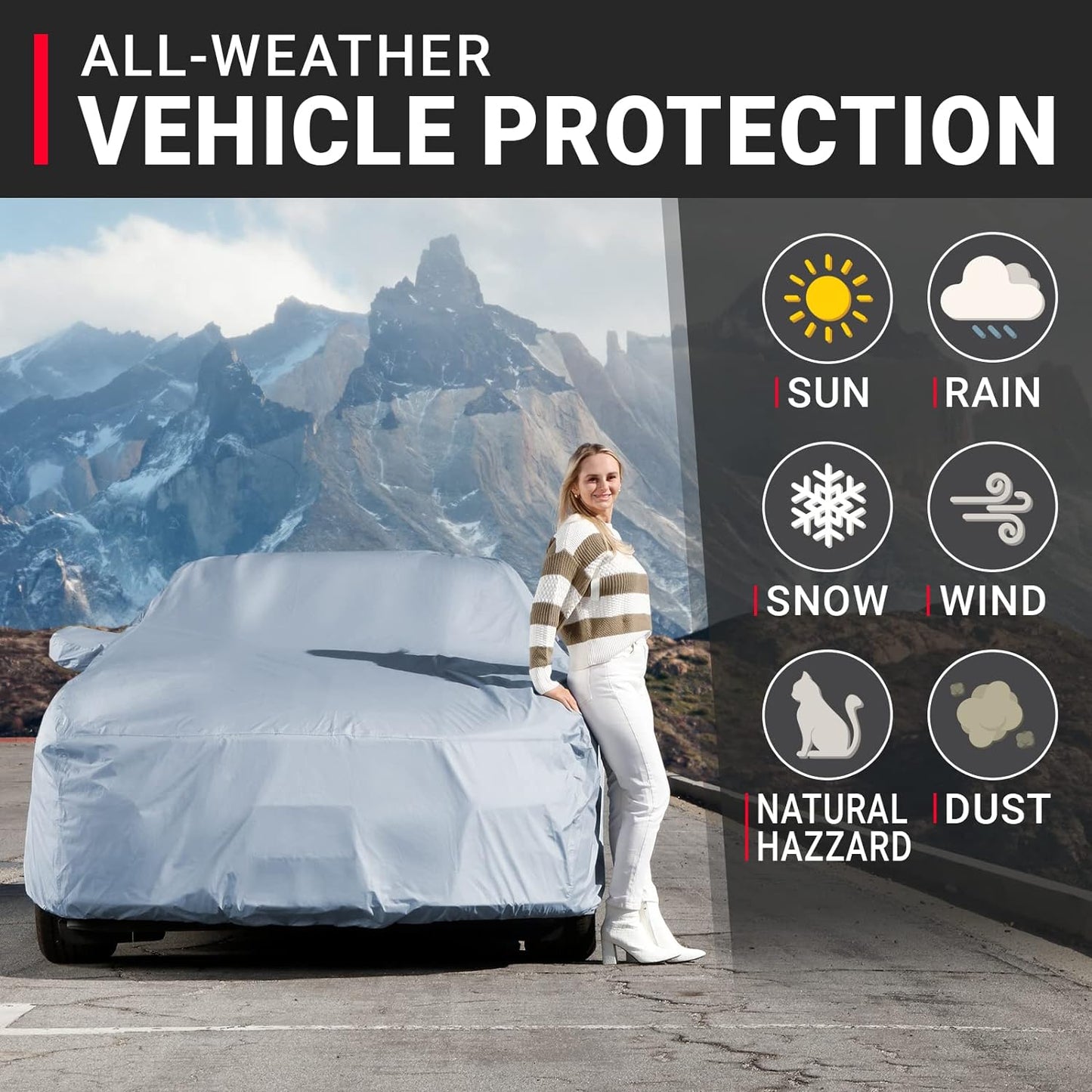 iCarCover Premium Car Cover for 2008-2009 Pontiac G8 Sedan Heavy Duty Waterproof All-Weather Automobiles Custom Fit Indoor Outdoor UV Snow Protection Covers with Straps and Bag