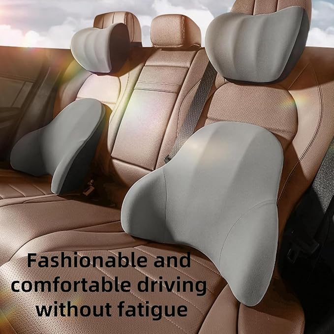 Car Headrest Lumbar Support Cushion for Nissan Pathfinder 2013-2025, Ergonomic Car Seat Headrest Cushion for Neck Back Pain Relief Memory Foam Breathable Removable Cover for Office Chair Car