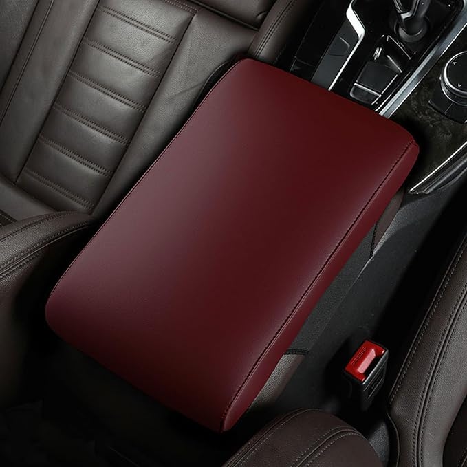 Car Armrest Cover Pad for Mazda CX-30 2020–2025 Premium Leather Center Console Armrest Cushion Pad Anti-Scratch Waterproof Auto Interior Accessories Wine Red