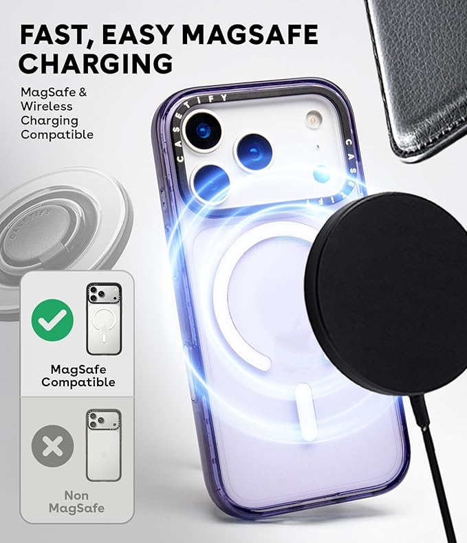 CASETiFY Impact iPhone 17 Case [Slim/Compatible with Magsafe / 8.2 ft. 4X Military Grade Drop Protection] - Leopard Love- Red - Clear Black