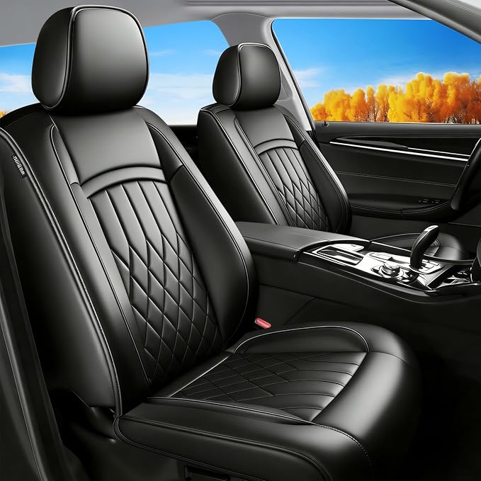 Fit for Venue Seat Covers Compatible with Hyundai Venue 2020-2026 - Waterproof Breathable Leather Automotive Seat Cushions Protector,Only 2 Front seat Covers(Black)