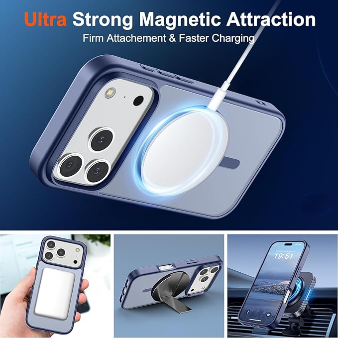SUPFINE Magnetic for iPhone 17 Pro Case (Compatible with MagSafe)(Military Grade Drop Protection) Translucent Matte Shockproof with Anti-Fingerprint Phone Cover 2025,Lavender Gray