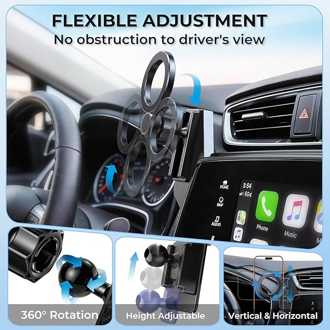 Car Phone Holder for Honda CRV CR-V 2022 2021 2020 2019 2018 2017 (Only for 5/7-Inch Screen) 360° Rotation Magnetic Cell Phone Mount, Compatible with Magsafe, Does Not Affect Air Vent