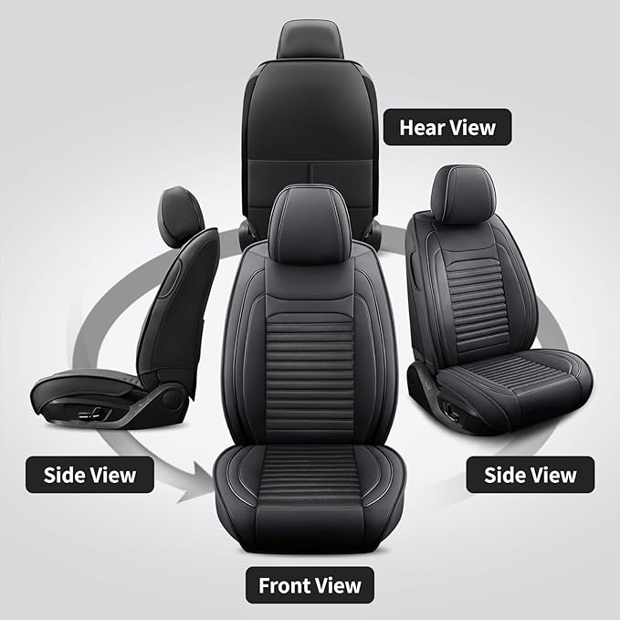 Front Seat Covers Fit for Toyota RAV4 2001-2026, Car Seat Covers Front Seats, Breathable Faux Leather Automotive Seat Covers Front Pair Anti-Slip Seat Cover(Black, Front)