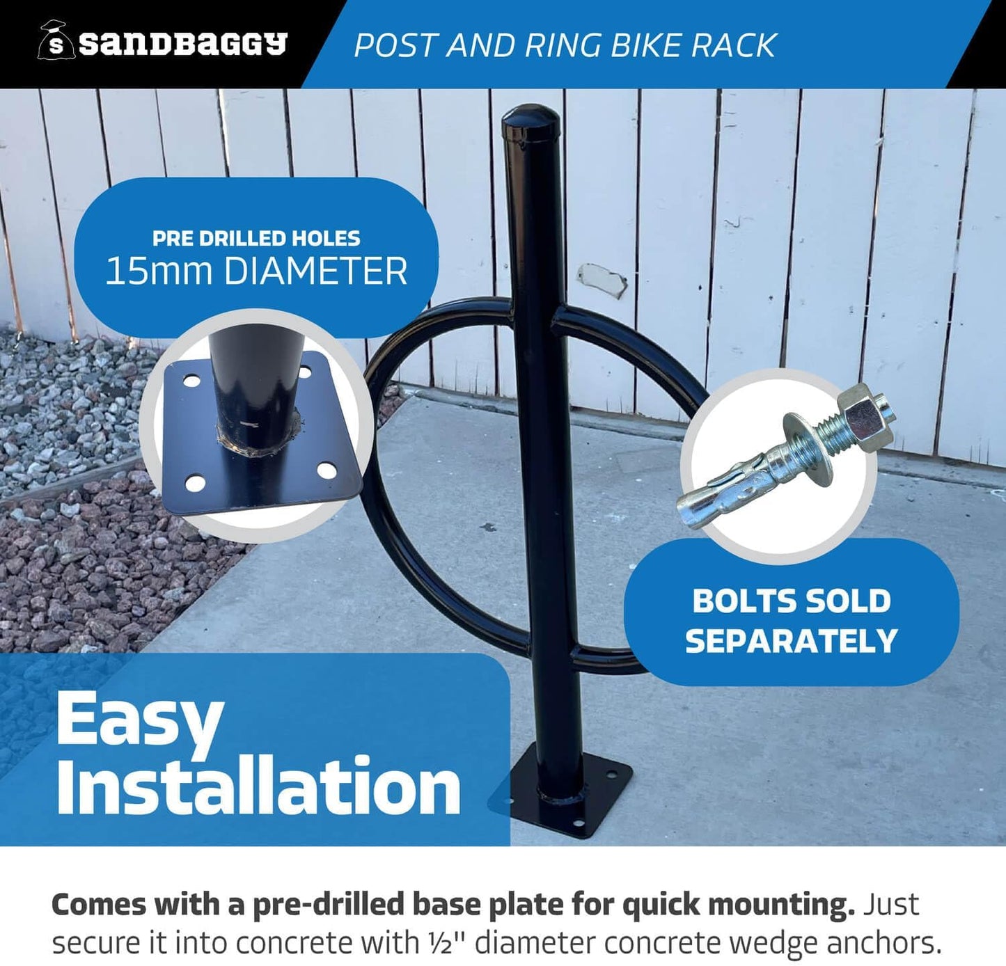Sandbaggy Post and Ring Bike Rack - Commercial Bike Racks - Galvanized Steel - Anti-Theft Design - In Ground, Apartments, Sidewalks, Industrial (Green, 2)