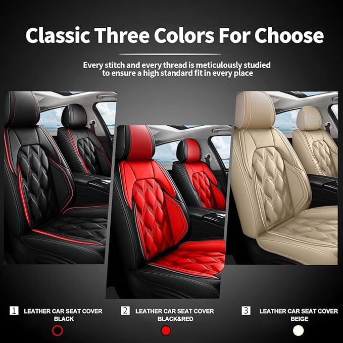 AOMSAZTO Car Seat Cover 2 Front Seat Fit for Ford Explorer 2004-2025 2026 Leather Car Seat Cushion Protector Compatible Airbag Waterproof Automotive Seat Covers Black