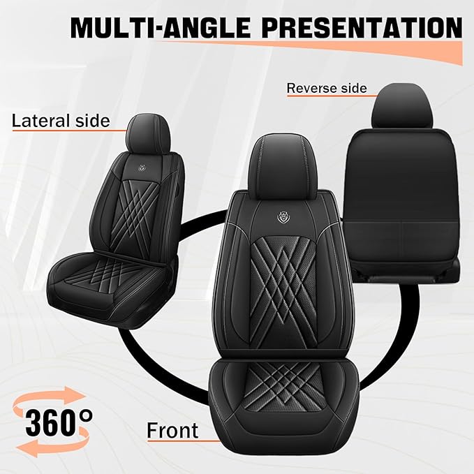 Car Seat Covers Compatible with Toyota Camry 2012-2026 Durable Waterproof Automotive Seat Covers Stretchable Fabric Material, Airbag Compatibility, Premium Nappa Leather(Black, 2 Pcs Front)
