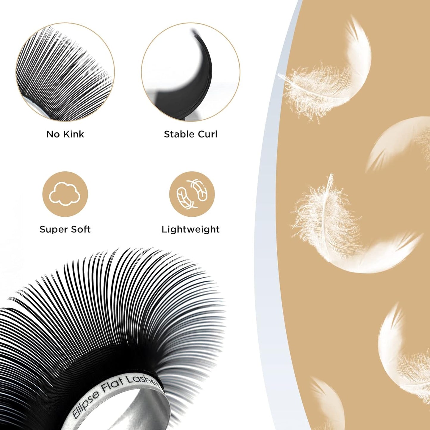 LASHVIEW Ellipse Flat Eyelash Extension,Flat Eyelash Extension supplies,Individual Lashes,0.15mm D Curl Mixed Length,Lash Extension,Semi-Permanent,Extremely Light & Soft,Professional Salon Use