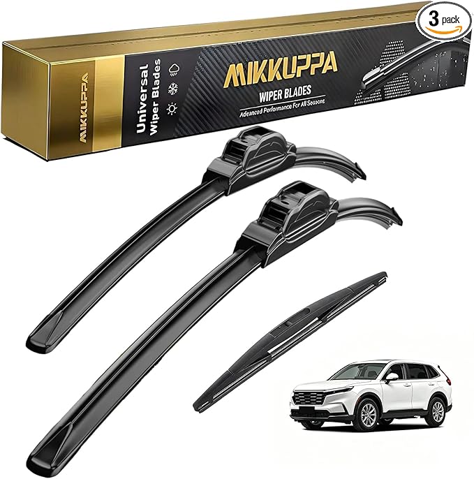 MIKKUPPA 28"+14"+14" Windshield Wipers Blades Replacement for 2009-2020 Honda Fit, U/J HOOK Front & Rear All Season Wiper Blades Set(Pack of 3)