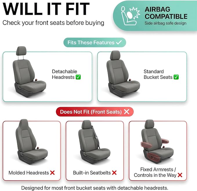 FH Group Automotive Car Seat Covers Full Set Premium 3D Air Mesh Front Seat Covers, Airbag Compatible & Split Bench Cover Universal Fit Interior Accessories for Cars Trucks and SUVs - Orange