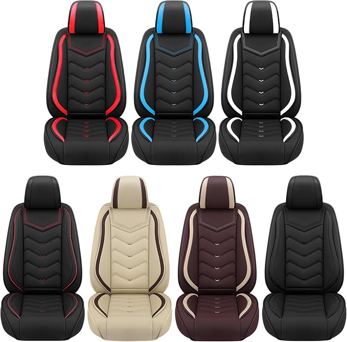 Car Seat Covers Fit for Toyota rav4 2000-2026, Stylish Sport Seat Covers, Waterproof Wear-Resistant Premium Nappa Leather Car Seat Cover.(2 Pcs Front/Black Blue)