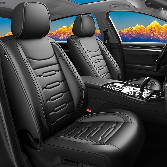 Fit Prologue Car Seat Covers for Honda Prologue 2024 2025 2026-Upgraded Premium Waterproof & Breathable Leather,Airbag Compatible,All-Weather Seat Cushion Protector,Full Set,Black