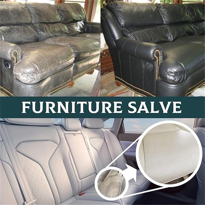 Leather Salve, 2025 Upgrade Leather & Wood Furniture Repair Salve with Brush, Furniture Salve for Leather Wood, Household Leather Upholstery Cleaners for Home, Easy to Apply (2pc)