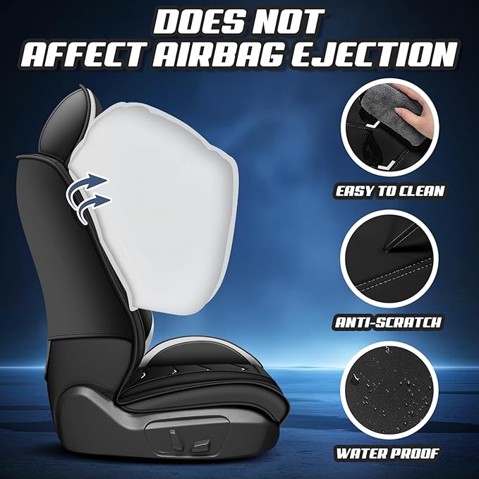 Car Seat Covers for Cadillac CTS 2003-2019, Premium Nappa Leather Car Seat Cover, Stylish Sport Seat Covers， Automobile Seat Cover Sets.(Luxury 2 Seats/Black White)