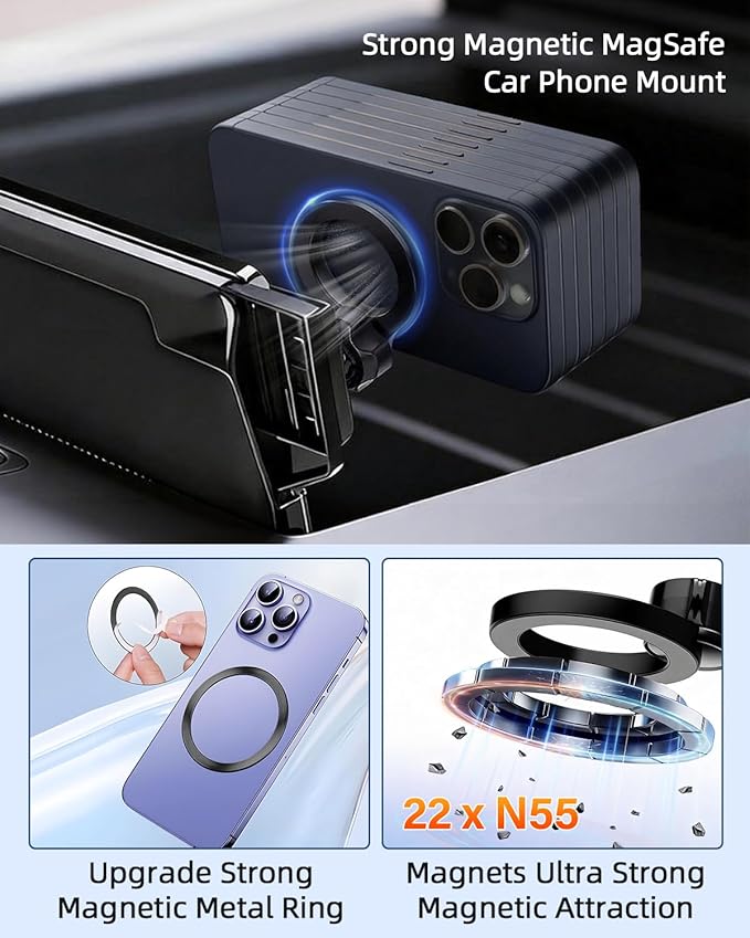 PZK Car Phone Holder for Chevy Silverado 1500/GMC Sierra 1500 2022 2023 2024 2025 2026 Accessories 13.4-Inch Screen Compatible with MagSafe Chevy Phone Mount with 360° Rotating Extension Rod