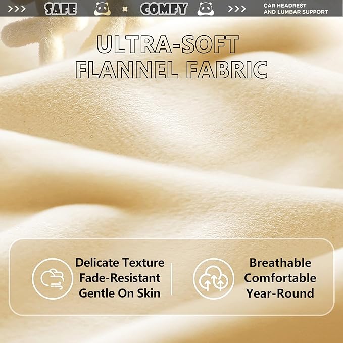 Cute Panda Car Neck Pillow & Lumbar Support Memory Foam Cushion for Driving Adjustable Headrest Waist Pillow for Most Seats (Brown, Headrest)