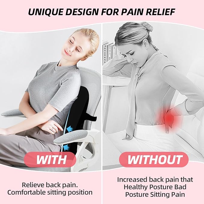 LIQUN Memory Foam Seat Waist Pillow, for Office Chair, Car, Game Chair Lower Back Pain Relief and Improve Posture Lumbar Support Pillow, (Grey)
