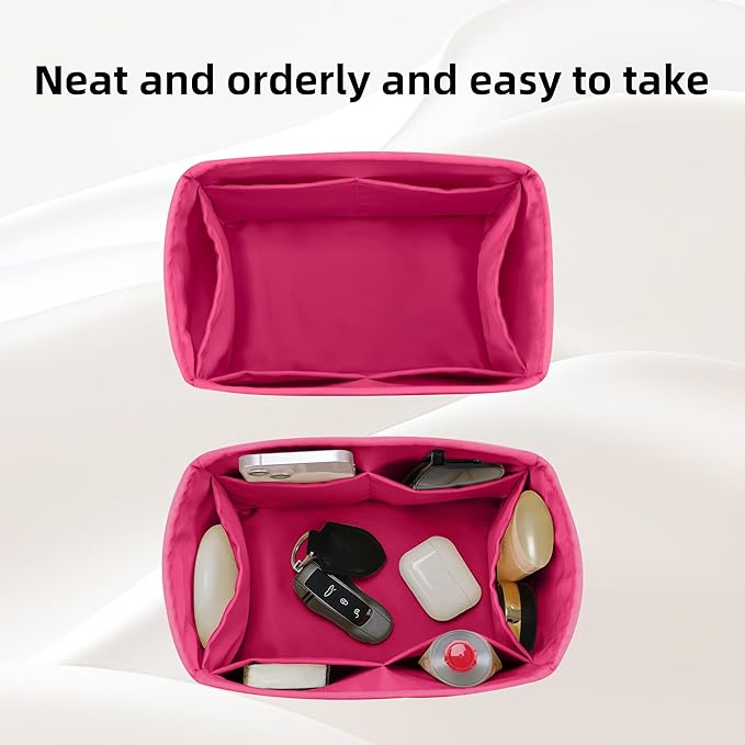 DGAZ Silk Purse Organizer Insert Fits LV Speedy 16/20/25/30/35/40/45 bags，Silky Smooth Bag Organizer，Luxury Handbag & Tote Shaper(Rose pourpre,SP30)