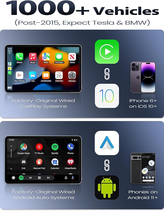 Ultral Mini Wireless CarPlay Adapter for Apple iPhone - Plug & Play, No Lantency, Converts Wired to Wireless Car Play Dongle, Fast Stable for Cars 2016+ with Apple CarPlay Carbon
