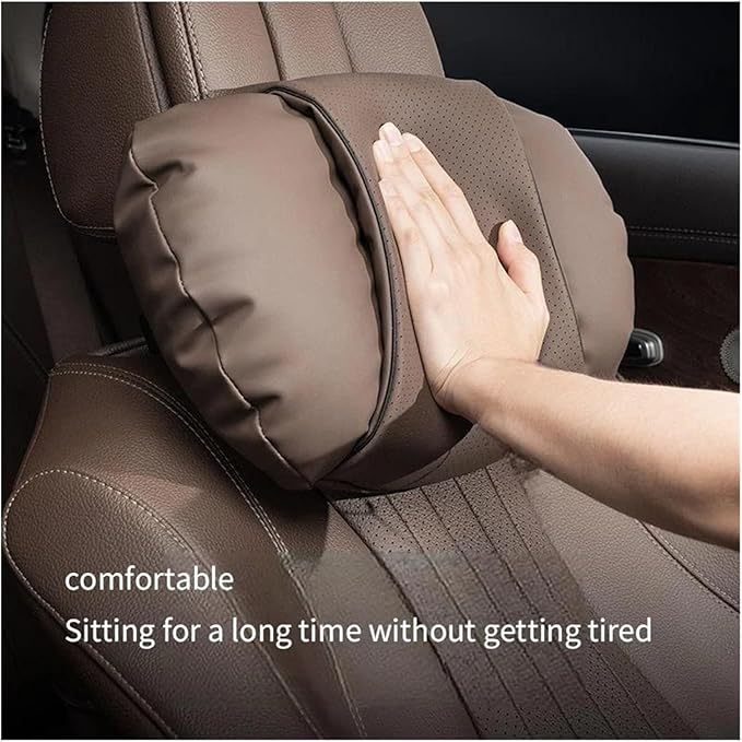1/2PCS PU Leather Car Neck Pillow & Lumbar Support Cushion, Breathable Universal Seat Headrest Waist Pad, Soft Support Cushion for Daily Driving and Travel(E Style)