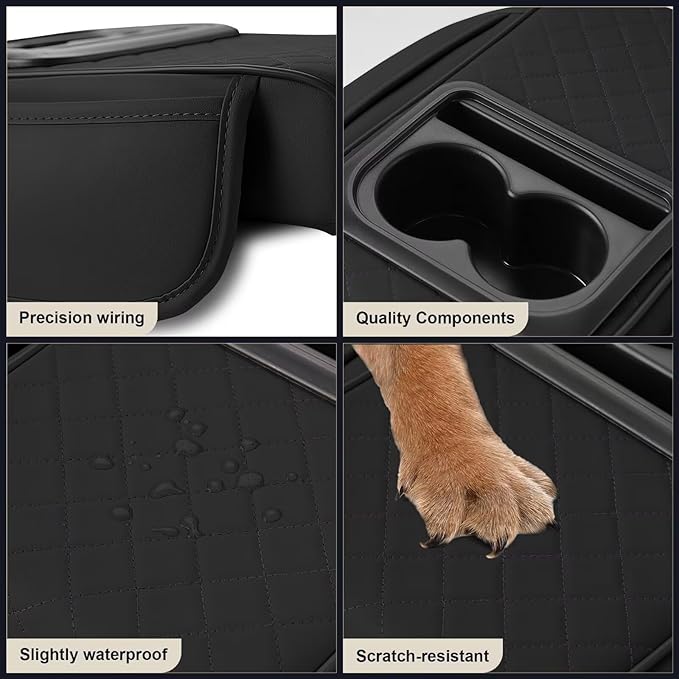 Center Console Cover Fit for Highlander Faux Leather Car Armrest Cushion with Storage Bags, Cup Holder ＆ Phone Storage Multifunctional Middle Console Cover(Black)