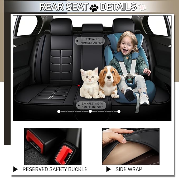 Leather Car Seat Covers Fit for Toyota Yaris 2007-2020, 5 Seater Car Seat Cover, Premium Waterproof, Scratch Resistant Car Interior Accessories (Full Set Black)
