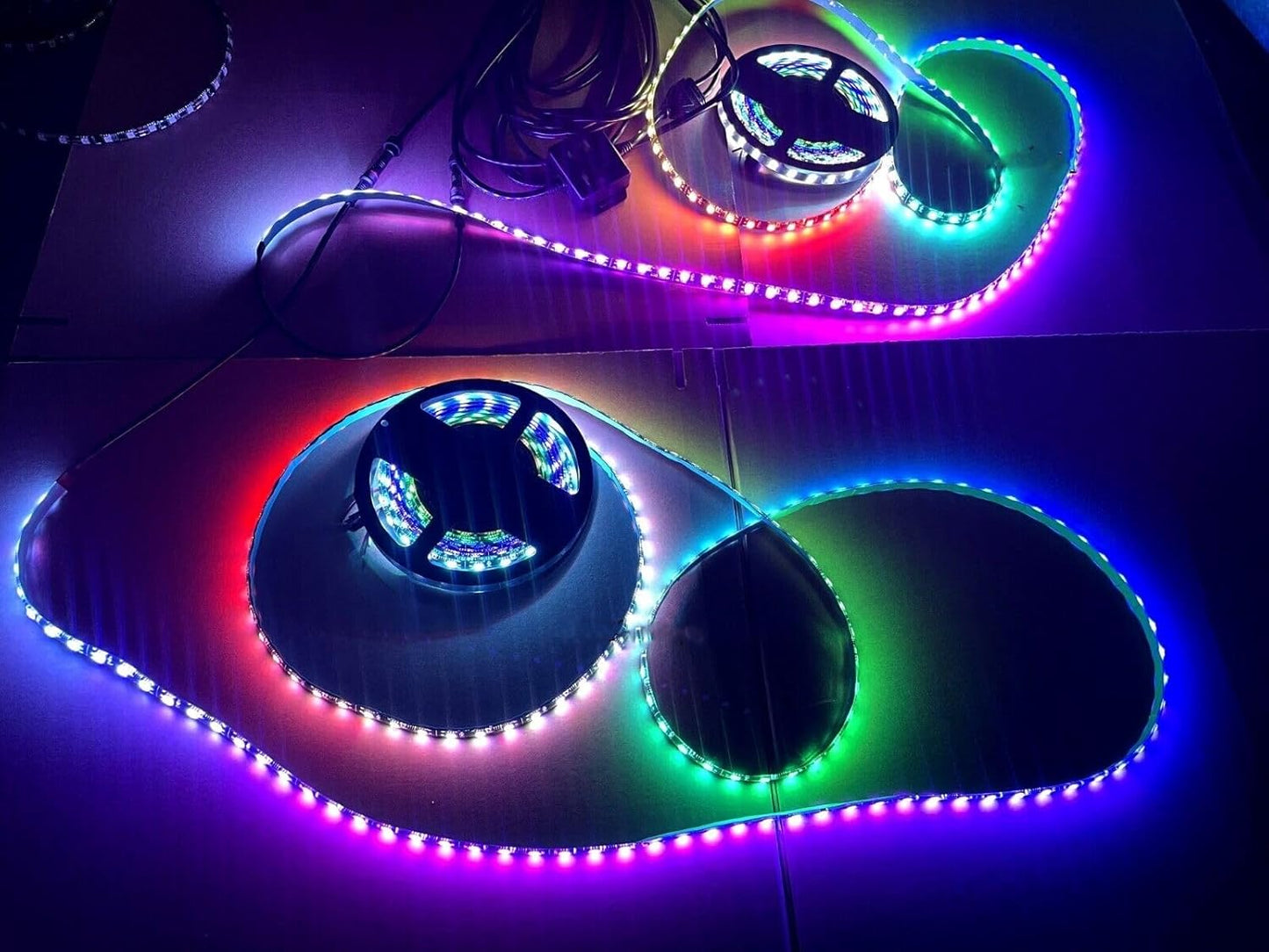 Black Out Full Tinted Smoked LEDs 4PCS 6.5FT 2Meters 78" RGB Dream Color Chasing IP65 Light Strips for Car Truck Slingshot Golf Cart Bluetooth + Remote Control