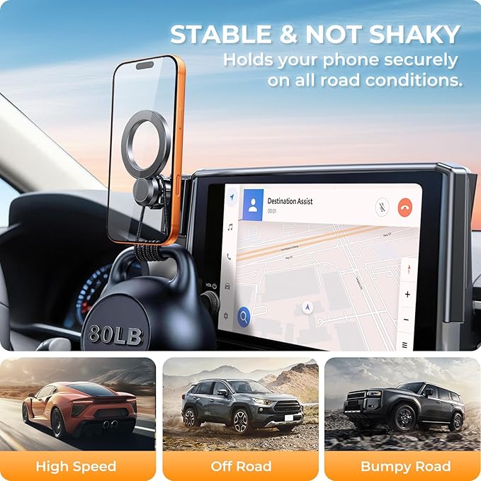 Car Phone Holder for Cadillac Lyriq 2023-2026 & Optiq/CT5/CT5 V 2025-2026 & XT4 2024-2026 (Only for 33-Inch Screen) 360° Rotation Magnetic Cell Phone Mount, Compatible with Magsafe