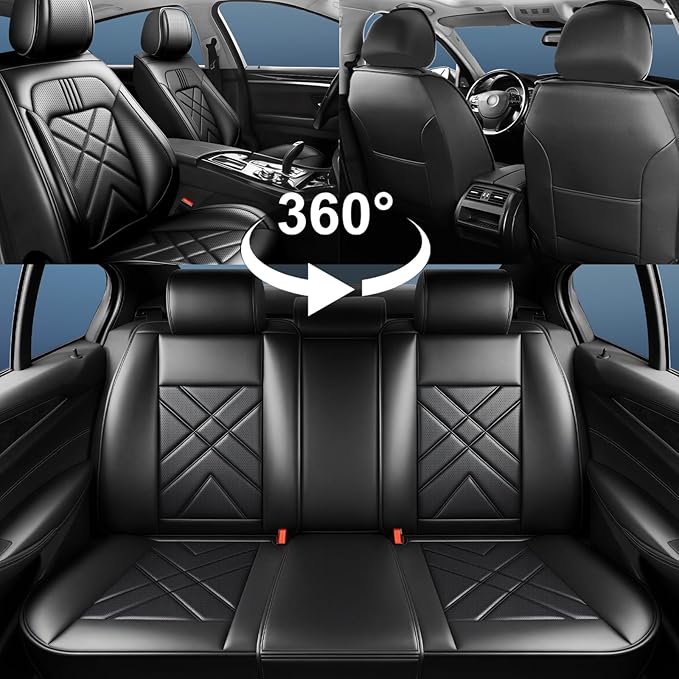 CX-70 Car Seat Covers Fit for Mazda CX-70 2025-2026, Full Coverage Premium Leather Waterproof Breathable Seat Covers, Automotive Seat Protectors, Airbag Compatible(Full Set Seats, Black Gray)