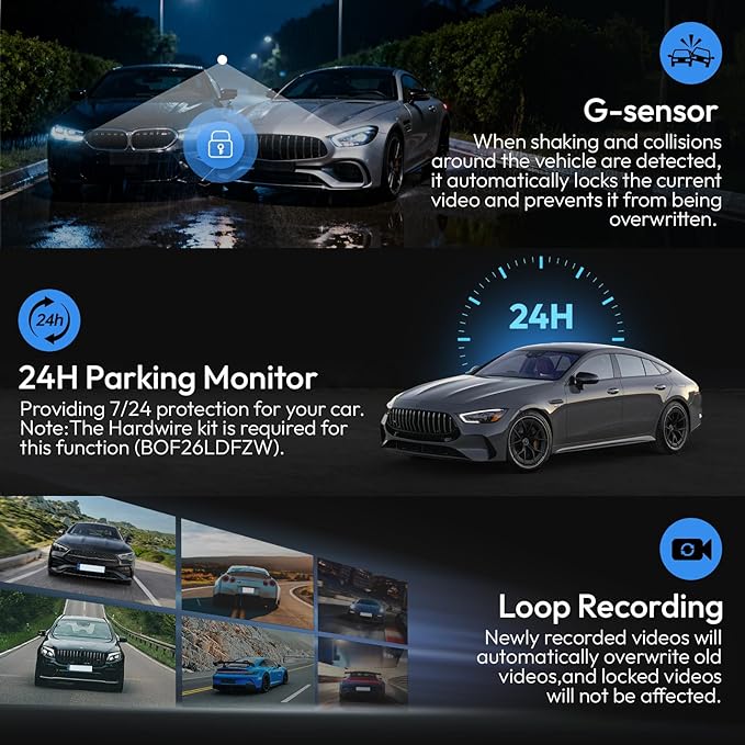 Front 4K & Rear 1080P Dash Cam for Toyota Highlander 2020-2026 L LE Limited XLE XSE Platinum UX70 (Gen4),OEM Factory Look,WiFi & APP,G-Sensor,Loop Recording,Plug & Play,128GB Card