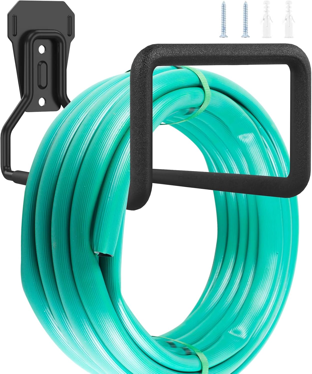 Metal Garden Hose Hook Heavy Duty Water Hose Hook Wall Mounted Garage Hook Sturdy Storage Bracket Stand Organizer 40lbs for Water Extension Cords Black