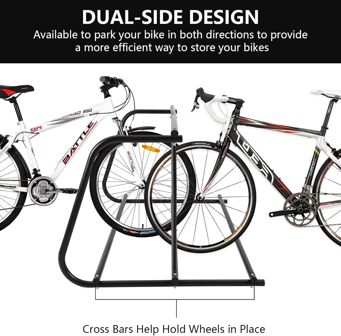 Outdoor Bike Storage, 10 Bike Rack Garage, 61 In Long All-Steel Mesh Bikes Rack, Can Hold 10 Bikes On Both Sides, Easy to Install and Excellent Stability, No Need to Be Fixed, Suitable for Front Yards