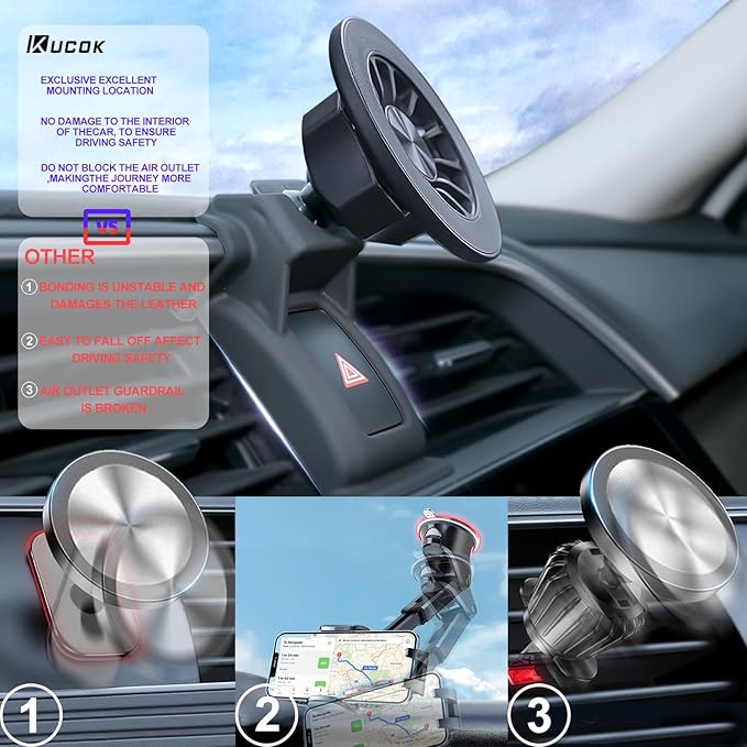 Phone Mount for MagSafe, Exclusive Fit for 2017-2025 Audi A4 S4 A5 S5 RS4 RS5 allroad, Fit for MagSafe iPhone 16/15/14/13/12/Mini Series, Super-Strong Magnet for Air Vent Accessories Holder