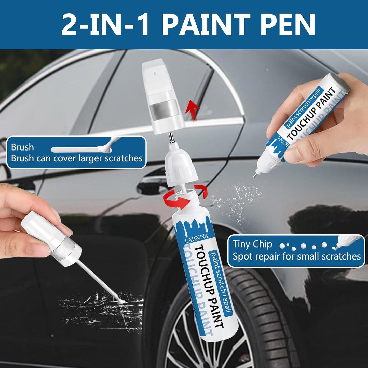Magnetic Gray Metallic (1G3) Touch Up Paint for Toyota-Exact Match 2 in 1 touchup Paint Pen for Chips and Nicks Repair Car Paint Scratch Repair Kit