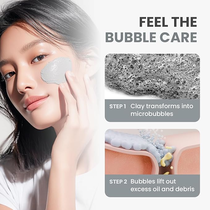 GLAM UP Clean Bubbling Carbonated Clay Mask for Face Purifying- Blackhead Remover, Peel Off, Pore Clearing, Deep Cleansing, Detoxing Bubble Clay Mask, Vegan 135ml (4.56 Fl Oz)